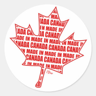 Sticker rond en feuille d'érable rouge fabriqué au