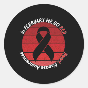Sticker Rond En Février, Nous allons Red Heart Disease Awarenes