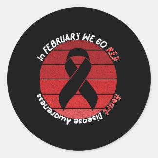Sticker Rond En Février, Nous allons Red Heart Disease Awarenes