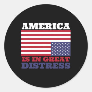 Sticker Rond En Grande Détresse À L'Encontre Du Drapeau América
