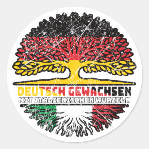 Sticker Rond en italien En allemand Deutschland Baum