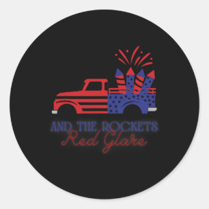 Sticker Rond En Juillet Rockets Red Glare Independence Day Para