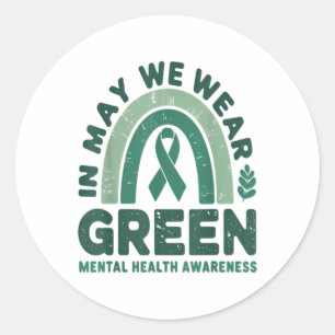 Sticker Rond En Mai, Nous Portons Un Warri Vert De Sensibilisat