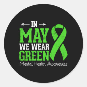 Sticker Rond En mai, portez un ruban vert pour la santé mentale