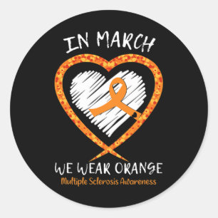 Sticker Rond En Mars Nous Portons Orange Multiple Sclerosis Awa
