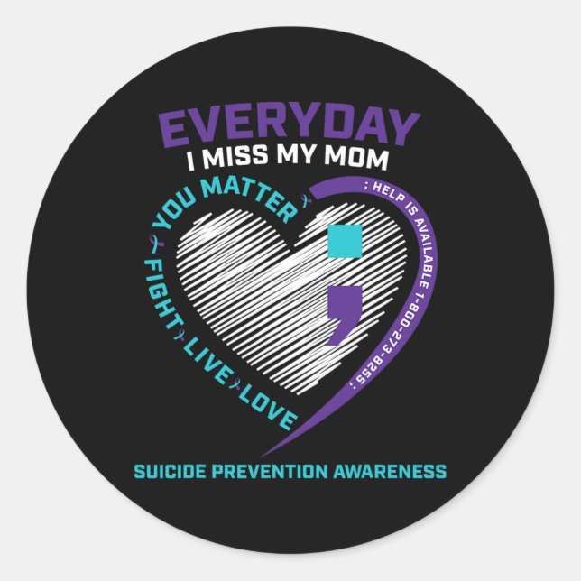 Sticker Rond En Mémoire Amoureuse Maman Suicide Prévention (Devant)