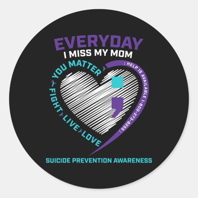 Sticker Rond En Mémoire Amoureuse Maman Suicide Prévention (Devant)