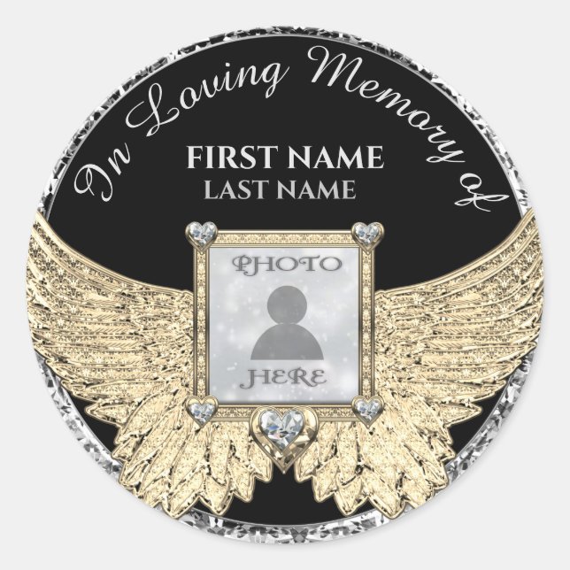 Sticker Rond En Mémoire Amoureuse Photo Memorial Diamond Look (Devant)
