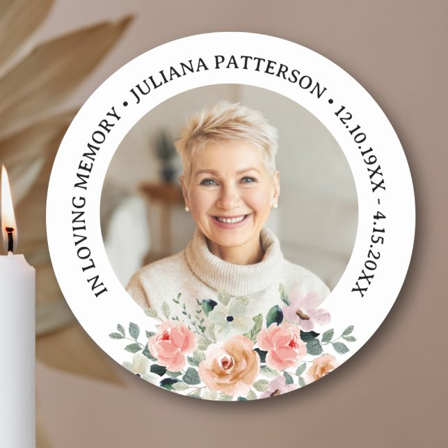Sticker Rond En mémoire amoureuse Photo personnalisée Funéraill (Créateur téléchargé)