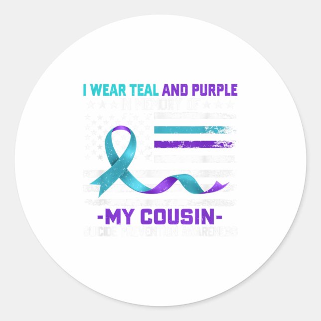 Sticker Rond En mémoire Cousin Prévention du suicide Amer (Devant)