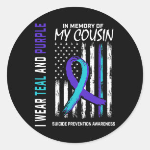 Sticker Rond En mémoire Cousin Prévention du suicide Amer