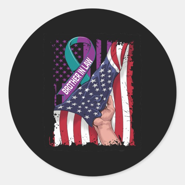 Sticker Rond En mémoire de Brother in Law Suicide Awareness USA (Devant)