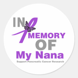 Sticker Rond En mémoire de mon cancer pancréatique Nana