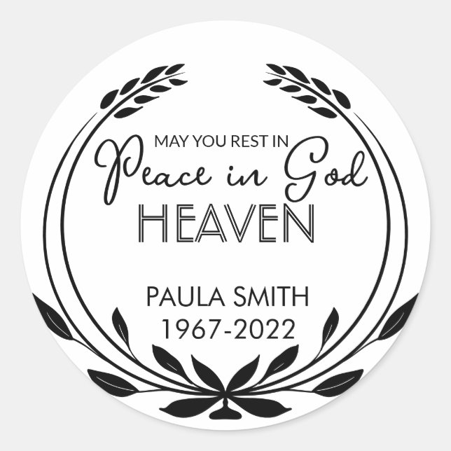 Sticker Rond En Mémoire De. Puissiez-vous vous reposer en paix  (Devant)