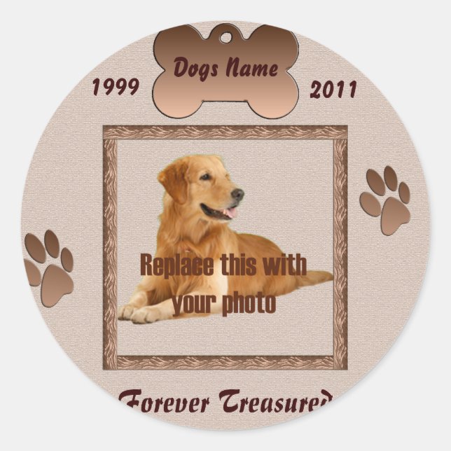 Sticker Rond En mémoire de votre chien (Devant)