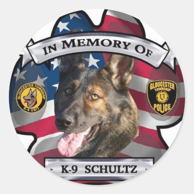 Sticker Rond En mémoire du K-9 Schultz (Devant)