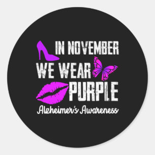 Sticker Rond En novembre, nous portons la conscience d'Alzheime