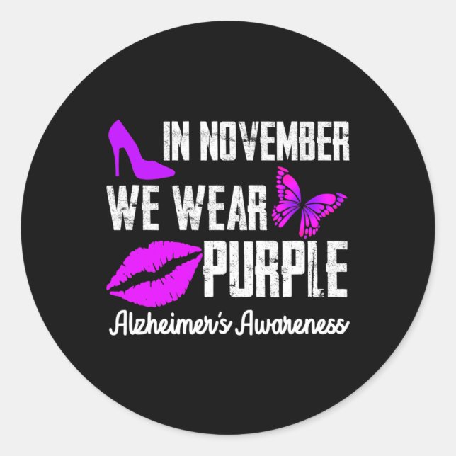 Sticker Rond En novembre, nous portons la conscience d'Alzheime (Devant)