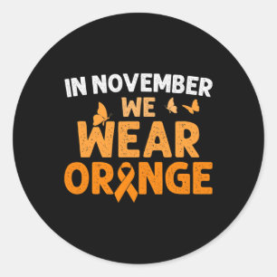 Sticker Rond En Novembre, Nous Portons La Sensibilisation Aux O