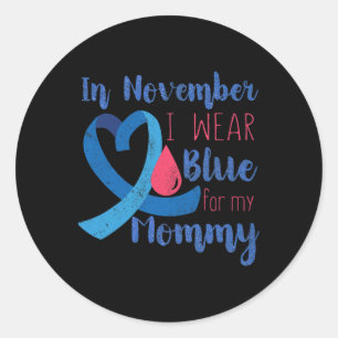 Sticker Rond En Novembre T1D Sensibilisation Ruban Bleu Pour Ma