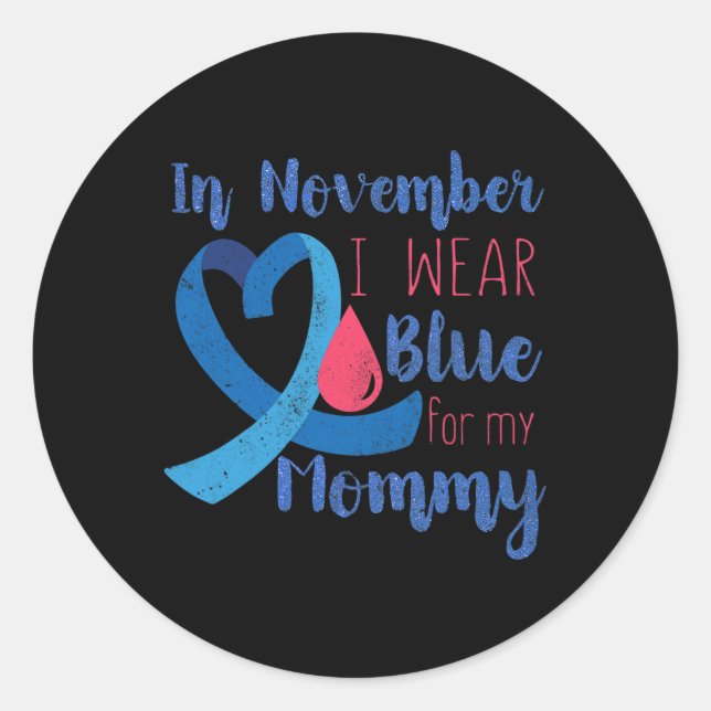 Sticker Rond En Novembre T1D Sensibilisation Ruban Bleu Pour Ma (Devant)