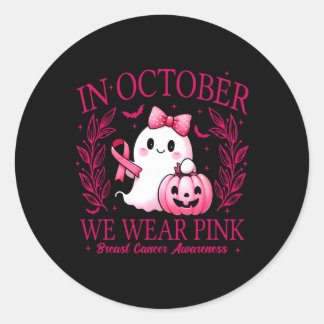 Sticker Rond En Octobre Nous Portons Rose - Sensibilisation au