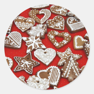 Sticker rond en pain d'épice de Noël