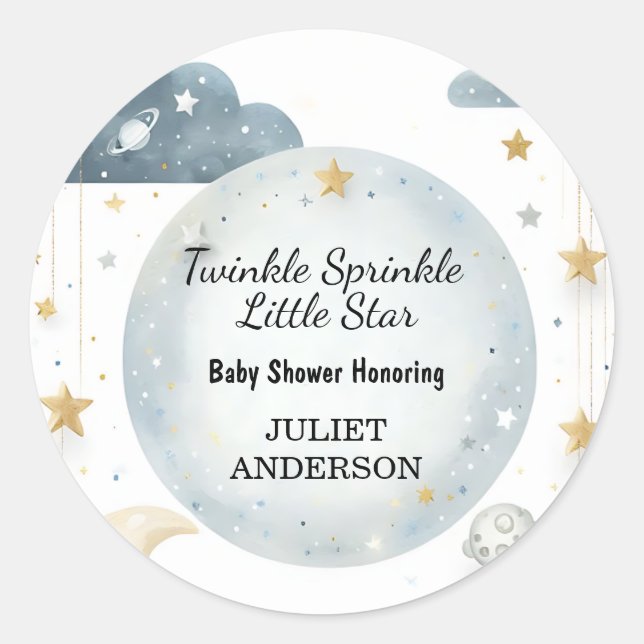 Sticker Rond En Parties scintillant Twinkle Twinkle Little Star (Devant)