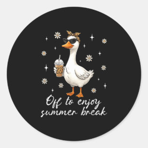 Sticker Rond En route pour profiter des vacances d'été drôle d'