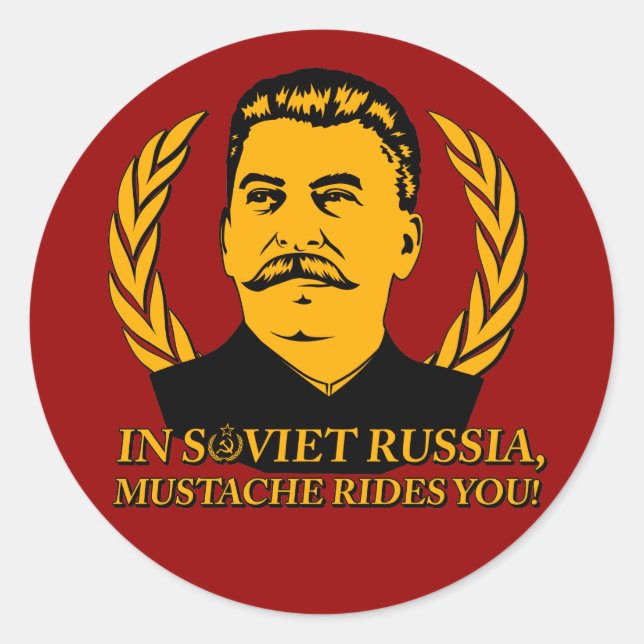 Sticker Rond En Russie Soviétique, Moustache Vous Dirige ! (Devant)