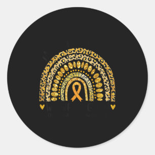 Sticker Rond En Septembre Nous Portons Or Arc-en-Ciel Cancer de