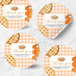 Sticker Rond En vichy Baby shower Little Cutie Pie