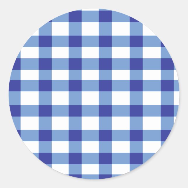 Sticker Rond En vichy bleu (Devant)