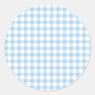 Sticker Rond En vichy classique Bleu bébé