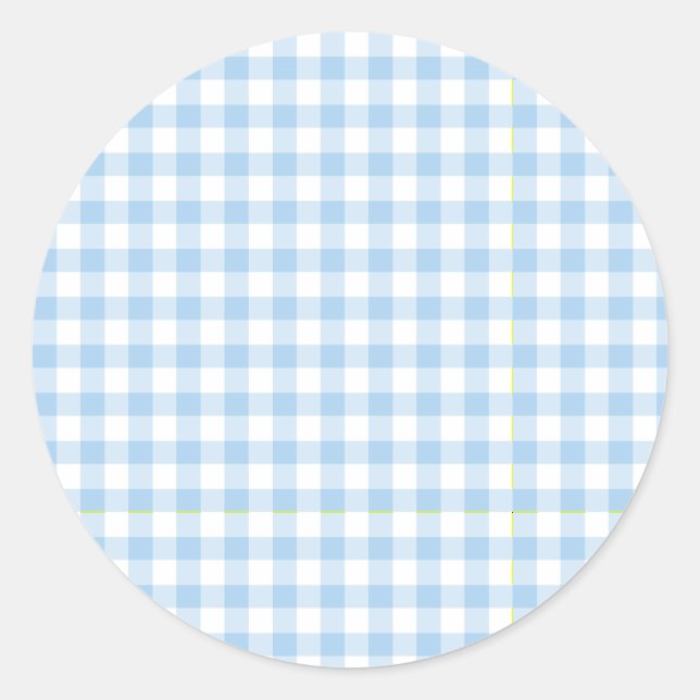 Sticker Rond En vichy classique Bleu bébé (Devant)