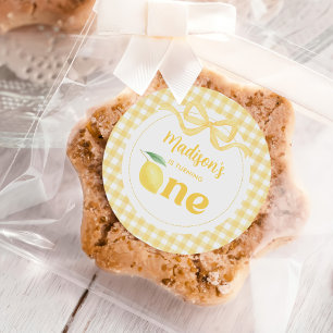 Sticker Rond en vichy Lemon Thème 1er anniversaire