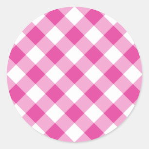 Sticker Rond En vichy rose