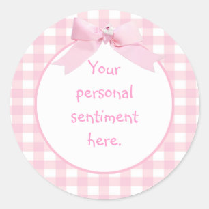 Sticker Rond En vichy rose 2