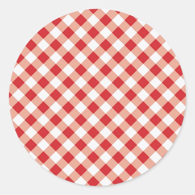 Sticker Rond En vichy rouge (Devant)
