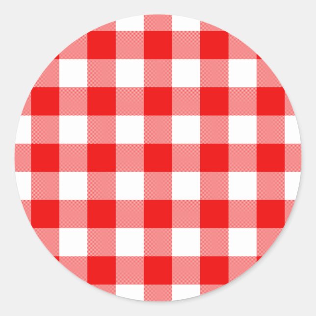 Sticker Rond En vichy rouge (Devant)