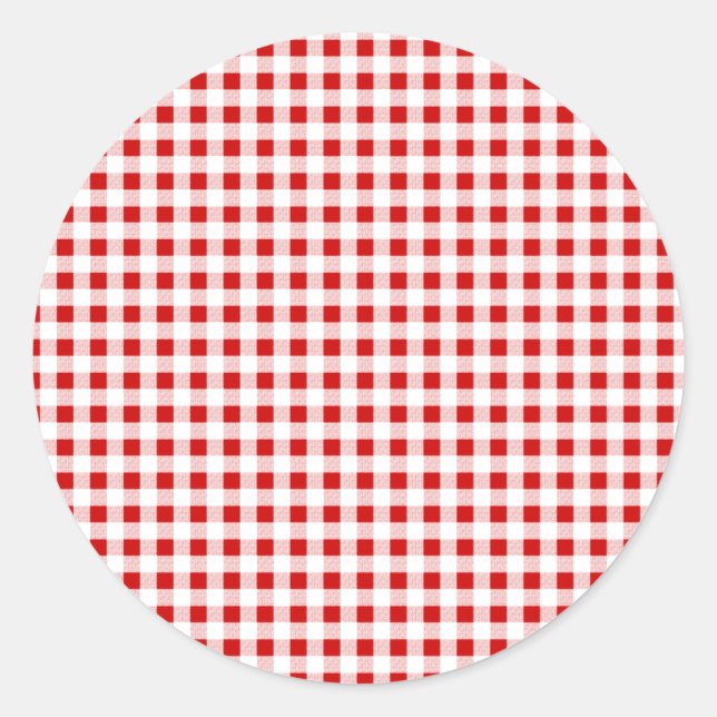 Sticker Rond En vichy rouge + Couleur personnalisée (Devant)