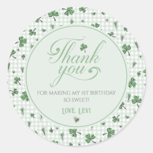 Sticker Rond En vichy Shamrock Merci