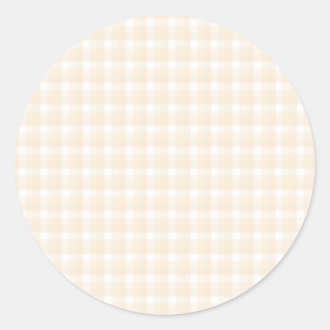 Sticker Rond en vichy vérifier le motif. Beige et blanc. (Devant)