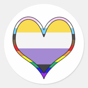 Sticker Rond Enby Pride Heart