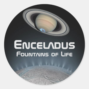 Sticker Rond Encelade Saturn Moon Fontaines de vie Carré Sti