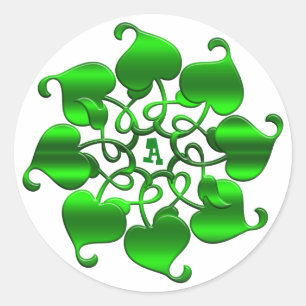 Sticker Rond encerclez le mandala feuille vert.