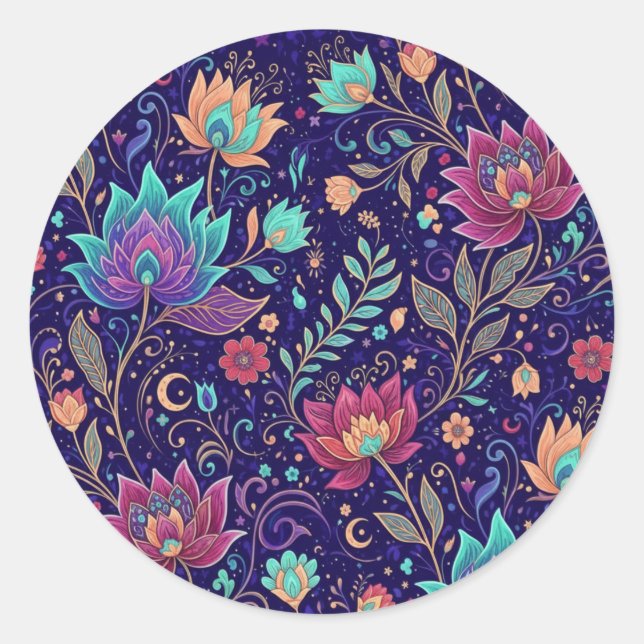 Sticker Rond Enchanted Celestial Garden Pattern (Devant)
