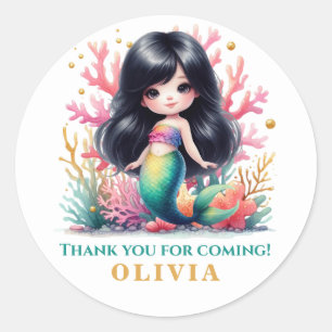 Sticker Rond Enchanter le Merci d'anniversaire de la sirène mag