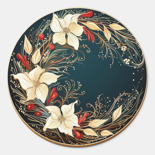 Sticker Rond Enchanter Poinsettias (Devant)