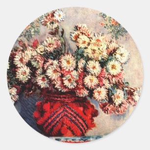 Sticker Rond Encore de la vie avec Chrysanthemums par Claude Mo